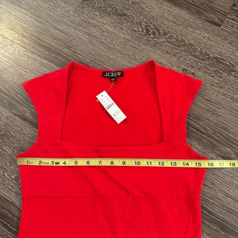 J. Crew Squareneck cap-sleeve top in stretch cotton blend
